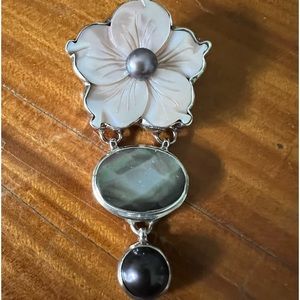 Mother of Pearl mixed Media Slide Pendant